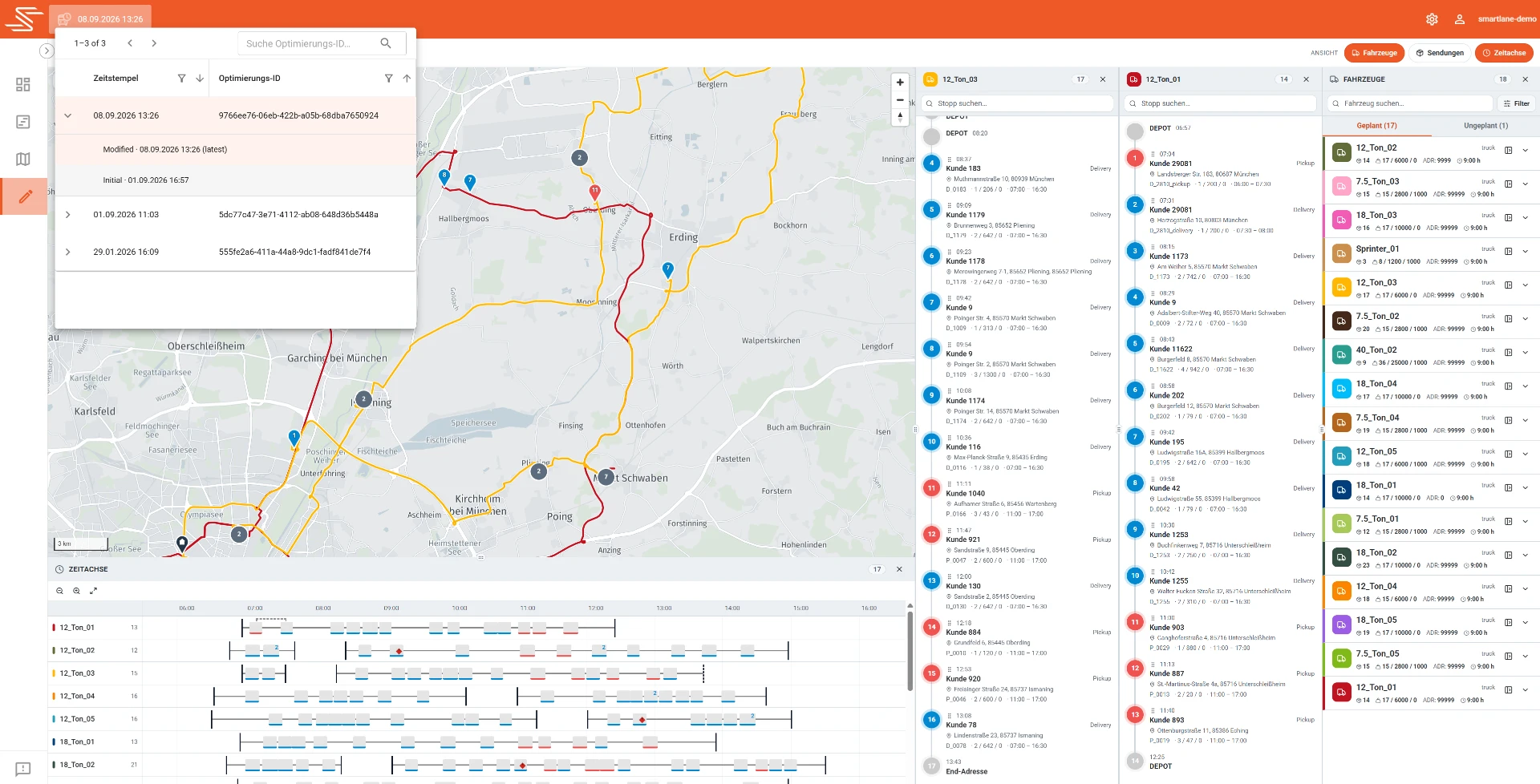 Frühere Planungsstände in Smartlane wieder aufrufen