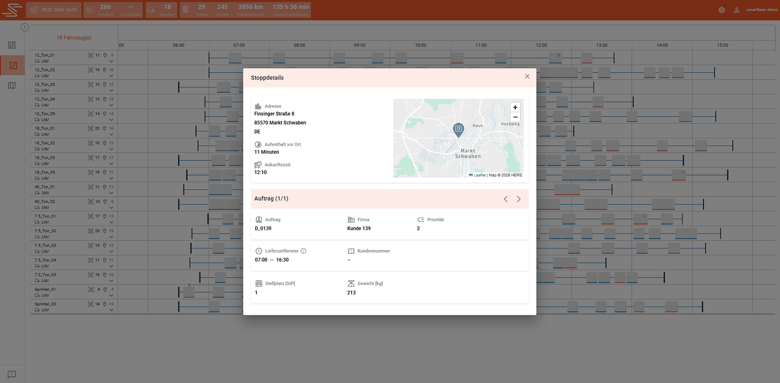Sendungsdetails in Smartlane mit individuellen Anforderungen